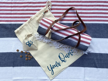 Personalised Beach Towel And Leather Strap, 9 of 12
