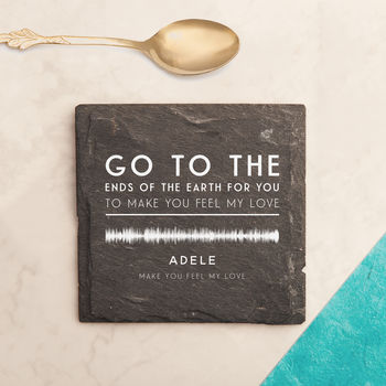 Personalised Song Wave And Lyric Slate Coaster, 2 of 3