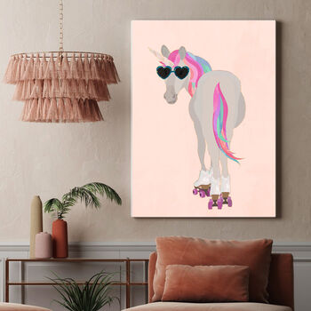 Custom Personalised Unicorn Rollerskating Art Print For Her, 2 of 8