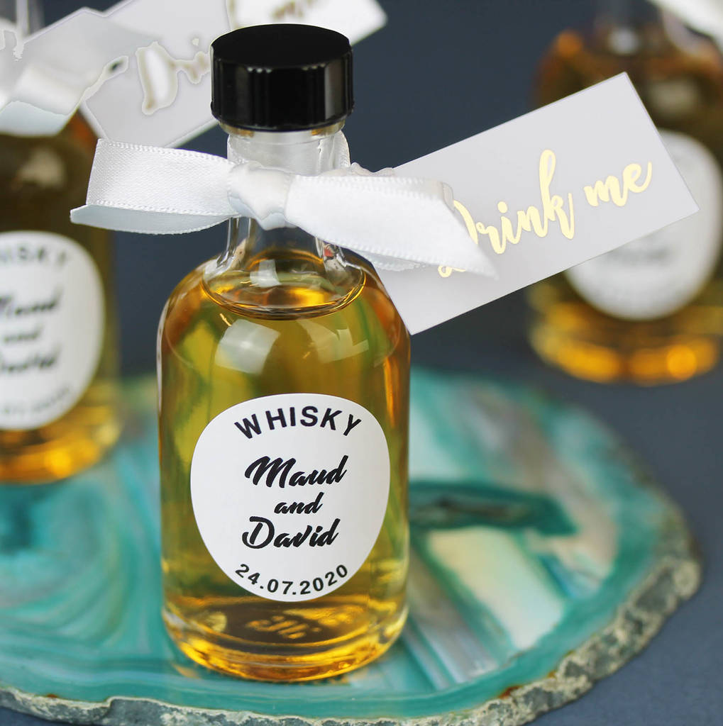 Personalised Whisky Wedding Favours With Gold Tags, 1 of 5