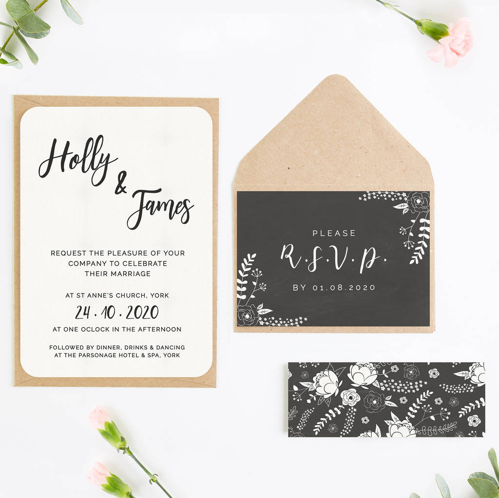 Chalkboard Floral Wedding Invitations By LOOM Weddings ...