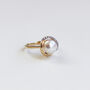Entwined 9ct Yellow Gold Pearl And Diamond Ring, thumbnail 1 of 3
