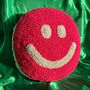 Raspberry Pink Smiley Punch Needle Cushion, thumbnail 1 of 3