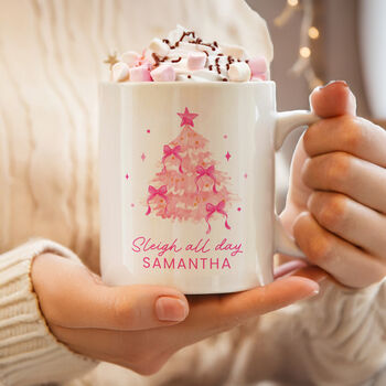 Personalised Pink Christmas Tree Mug, 3 of 4