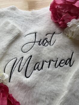 Embroidered Just Married Design Wedding Cardigan, 2 of 4
