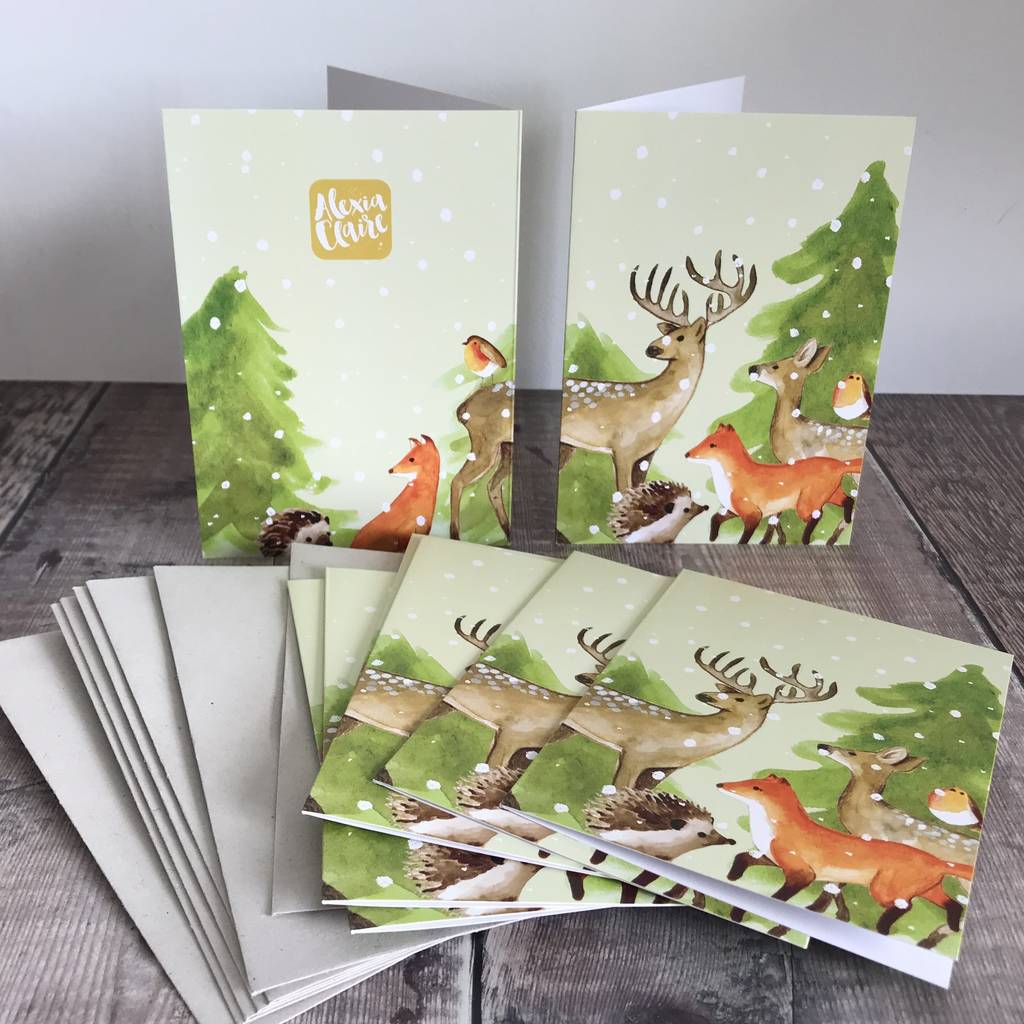 woodland animals christmas card eight pack by alexia claire ...