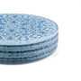 'Blue Turkish Flower' Heavyweight Glass Coaster Set, thumbnail 2 of 10