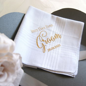 Grooms Best Day Ever Wedding Handkerchief Gift, 4 of 5