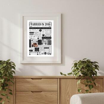 2016 Personalised 10th Tin Anniversary Poster With Photo, 6 of 11