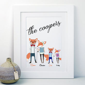 Personalised Family Fox Print, 3 of 5