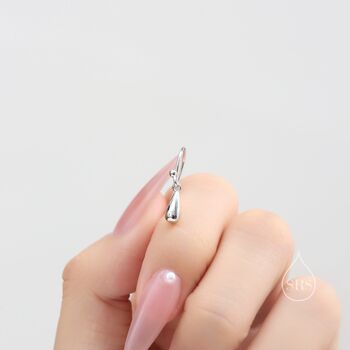 Small Droplet Drop Hook Earrings In Sterling Silver, 5 of 9