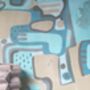 Cubist Jigsaw Wallpaper Stone / Turquoise, thumbnail 6 of 8
