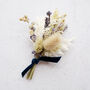 'Oxford Blue' Dried Flower Buttonhole Corsage, thumbnail 4 of 4