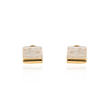 Moonstone Slice Studs In 14k Gold Vermeil Plated, 3 of 4