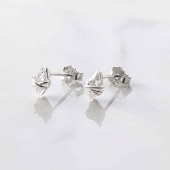 Sterling Silver Cubic Zirconia Wire Stud Earrings, 6 of 6