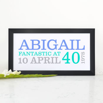 Personalised 40th Birthday Rectangular Framed Print, 7 of 9