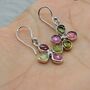 Mixed Pink Green Tourmaline Sterling Silver Earrings, thumbnail 5 of 8