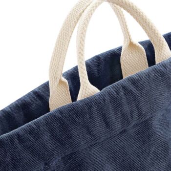 Personalised Cotton Denim Drawstring Bag Backpack, 6 of 10