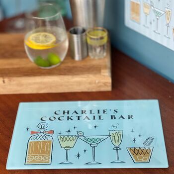Personalised Cocktail Bar Glass Chopping Board, 2 of 6