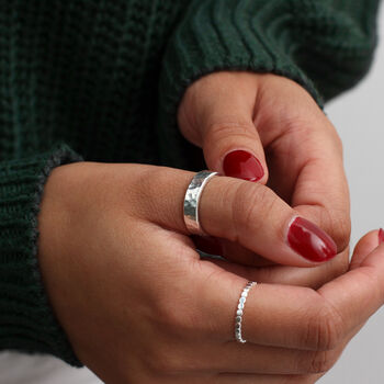 Sterling Silver Hammered Band Ring, 2 of 4