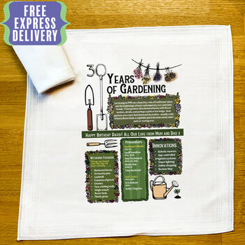 Personalised 30th Birthday Gift For Gardeners Handkerchief Pair, 5 of 6