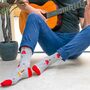 Men's Bamboo Socks Grey Red Guitars, thumbnail 1 of 6