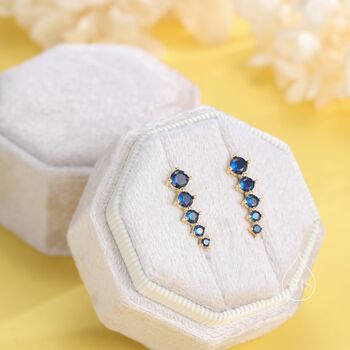 Sapphire Blue Cz Crystal Crawler Earrings, 4 of 10