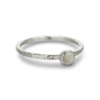 Silver Opal Stacking Ring Size L Other Sizes Available, 3 of 10