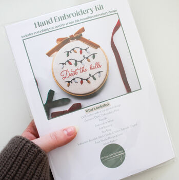 “Deck The Halls” With Christmas Lights Design Beginner Embroidery Kit, Hand Embroidery, 6 of 7