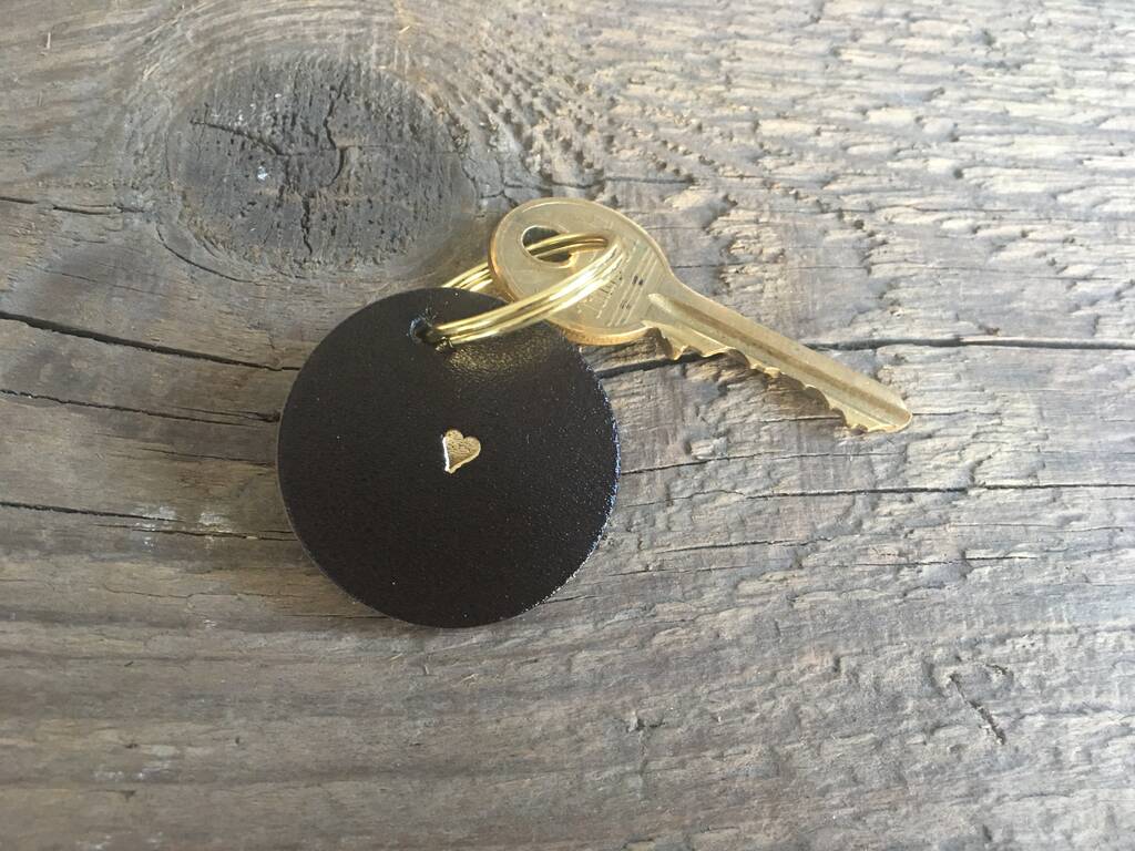 Image of Love Heart Leather Key Ring