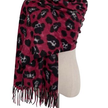 Burgundy Animal Wool And Viscose Blend Fleece Scarf, 2 of 3