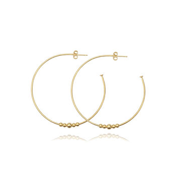 Large Handmade 18ct Gold Vermeil Hoops With Five Beads, 4 of 5
