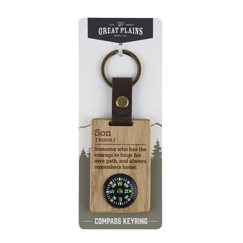 Great Plains 'Son' Oak Compass Keyring, 2 of 2