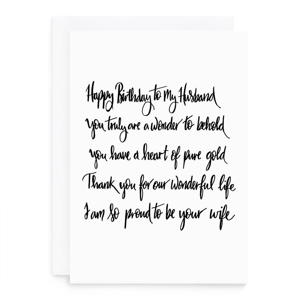 poem husband birthday card by de fraine design london ...