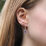 Sterling Silver Checkerboard Amethyst Earrings, thumbnail 2 of 4