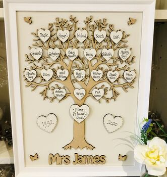 Personalised Retirement Gift Tree Framed Wooden Tree, 9 of 10