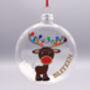 Reindeer Christmas Personalised Tree Flat Bauble, thumbnail 1 of 3