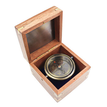 Personalised Heritage Gimbal Compass Gift With Wooden Box, 5 of 12