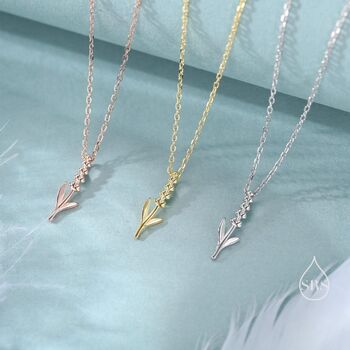 Sterling Silver Extra Tiny Lavender Pendant Necklace, 7 of 12