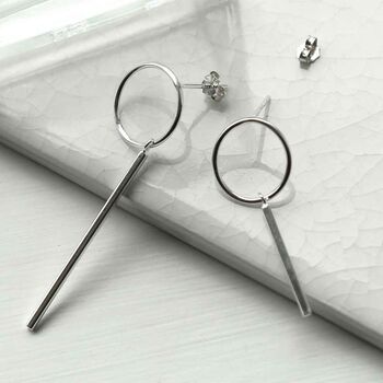 Sterling Silver Bar And Ring Mismatch Studs, 3 of 4