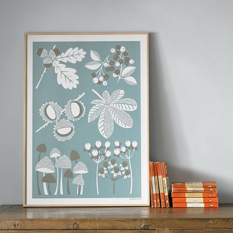 autumn seasonal screen printed wall art by bobbie print