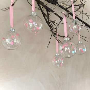 Set Of Six Bright Pink Baubles Tree Decor Ornaments, 6 of 7