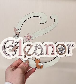 Flower Name Sign Girls Personalised Door Sign Wooden, 10 of 12