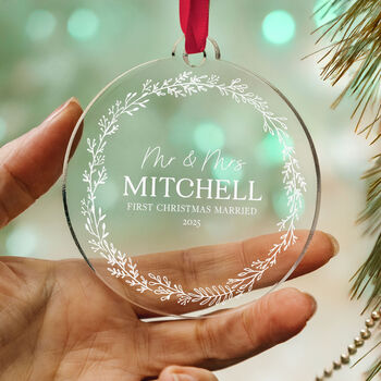 First Christmas Married Mr And Mrs Acrylic Ornament 2025, 4 of 8