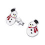 Christmas Snowman Sterling Silver Earrings, thumbnail 3 of 6