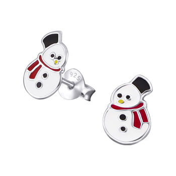 Christmas Snowman Sterling Silver Earrings, 3 of 6