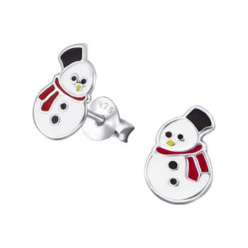 Christmas Snowman Sterling Silver Earrings, 4 of 7