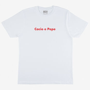 Cacio E Pepe Unisex Slogan T Shirt In White, 5 of 5