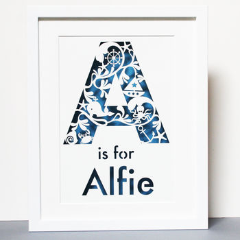 Personalised Name Paper Cut Picture Nautical Theme, 2 of 7