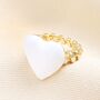 Oversized White Enamel Heart Ring In Gold, thumbnail 1 of 2